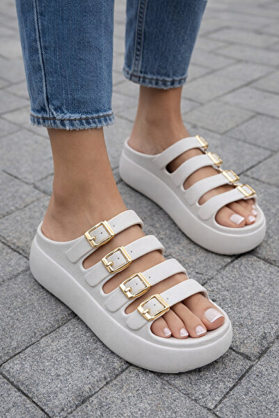 Babetty Women's 4-Strap Buckle Thick Sole Daily Slippers Orthopedic Comfortab...