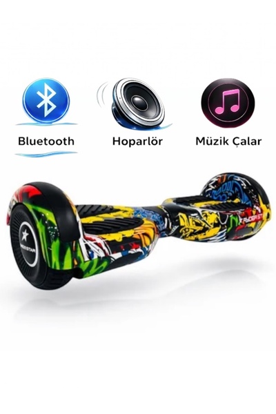 RYDER STAR Elektrikli Kaykay Hoverboard 6.5 Inch Bluetooth Hoparlörlü - Led I...