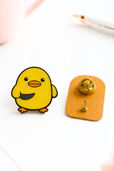 excarpin Katil Ama Sevimli | Sarı Katil Civciv Figürlü Eğlenceli Broş Rozet