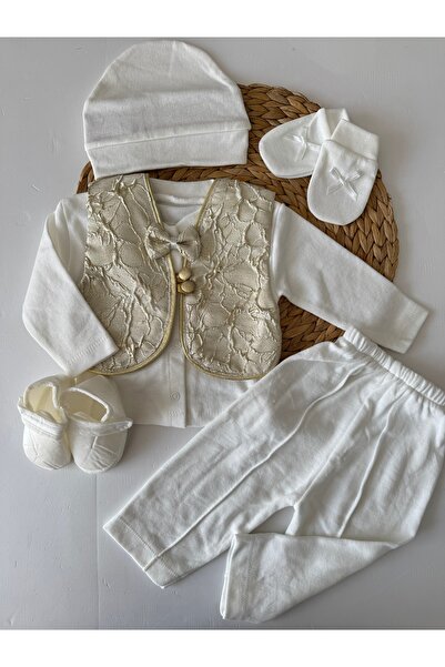 PİLEKİ BABY Yenidoğan % 100 Pamuk 6 Parça Yelekli Özel Gün Mevlüt Sünnet Takı...