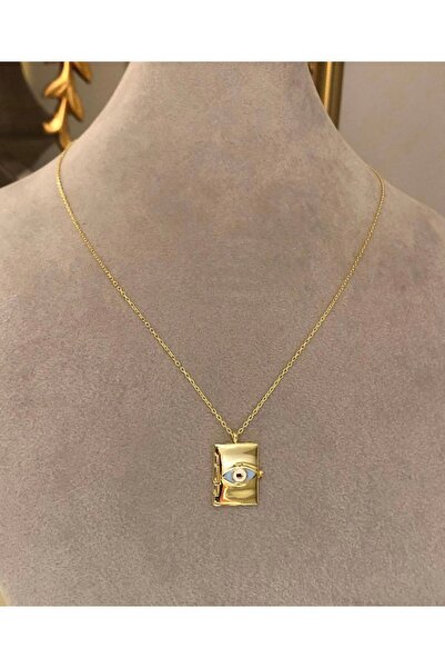 emy by emel luxury silver jewelry Altın Kaplama Ayetli Kapaklı Göz Madalyon K...