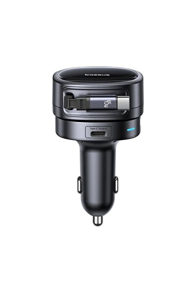 Baseus Cablu retractabil pentru încărcător auto 60W, 2x Tip-C, 1x USB-A, Prim...