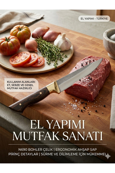 göcen N690 Çelik Kurban Kesme Bıçağı Doğrama Bıçağı Profesyonel Mutfak Bıçağı