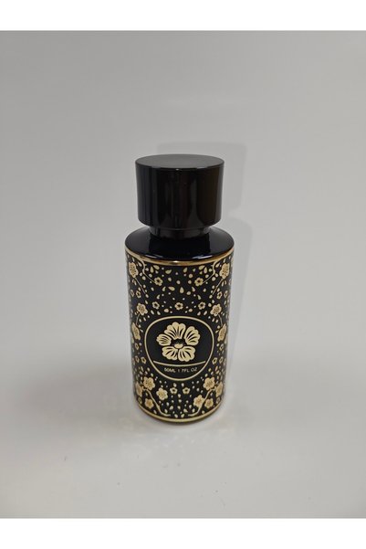 ANADOLU PARFÜM Lüks Siyah Boş Parfüm Şişesi - Altın Çiçek Desenli 50 ml Doldu...