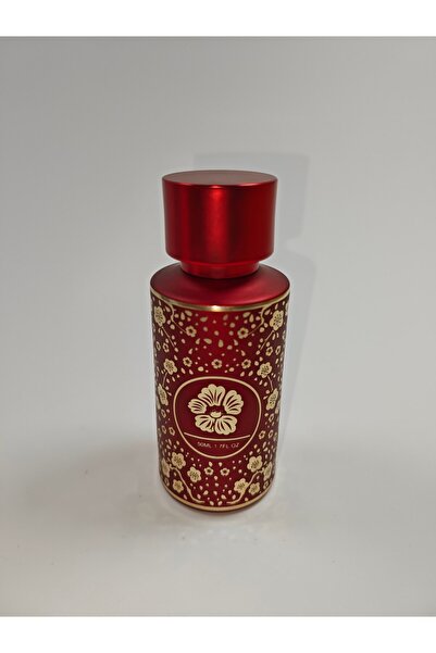 ANADOLU PARFÜM Lüks Kırmızı Boş Parfüm Şişesi - Altın Çiçek Desenli 50 ml Dol...