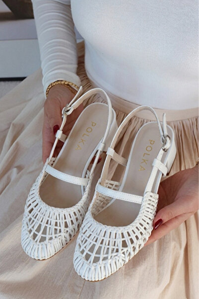 POLKA STORE Γυναικεία παπούτσια Breeze με πλεκτό πλέγμα και κοντό τακούνι
