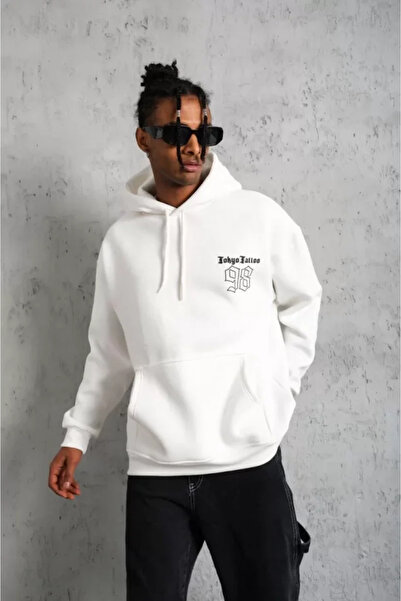 Generic Brand Men's 98 Printed Hooded Sweat - White