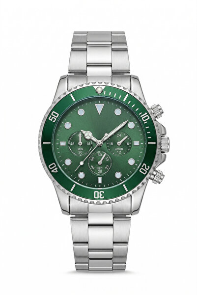 Güncel Vitrin ساعة يد رجالية مطلية باللون الأخضر والفضي من الإصدار المميز