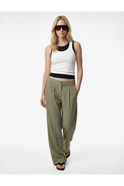 Koton Παντελόνι Παλάτσο με φαρδιά μπατζάκια από ύφασμα βισκόζης Kupro με λεπτ...