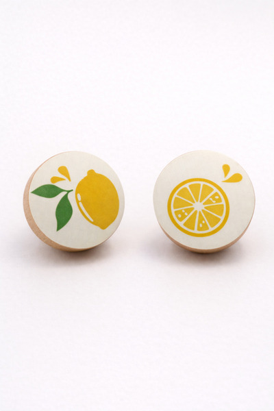 od orient design Limon Desenli Ahşap Çekmece ve Dolap Kulbu 2'li