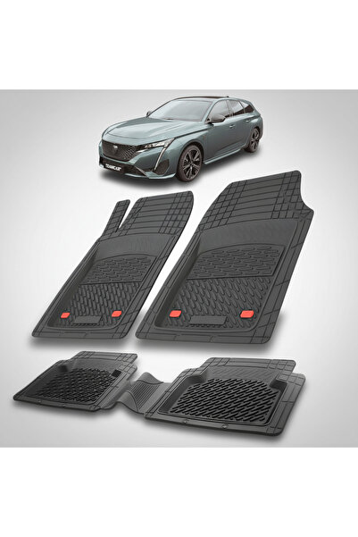 TEAMCAR Πατάκια αυτοκινήτου τύπου δίσκου συμβατά με Peugeot 308 III SW - Μαύρα