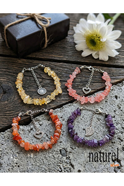 Naturel Tılsım Original Amethyst, Agate, Aventurine, Rose Quartz Cracked Natu...