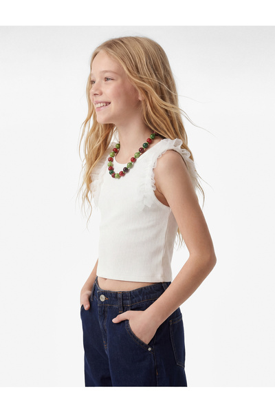 Koton Ruffle Detail Sleeveless Crew Neck Cropped Athlete