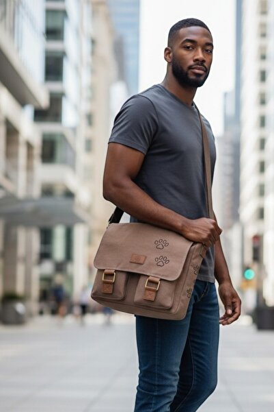 QUB CLUB Waterproof Canvas - Coffee Color Pawed Business School Laptop Bag