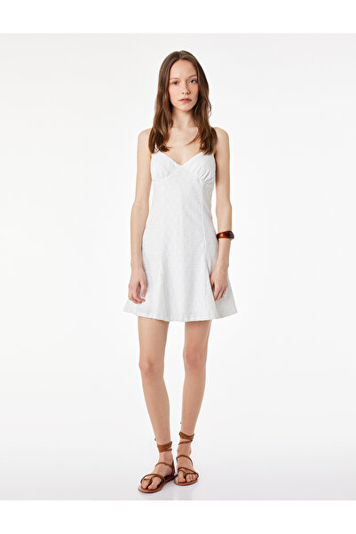 Koton Sleeveless Mini Scallop Dress with Rope Straps