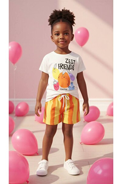 Tiny Girls Fruit Printed T-Shirt and Shorts Set