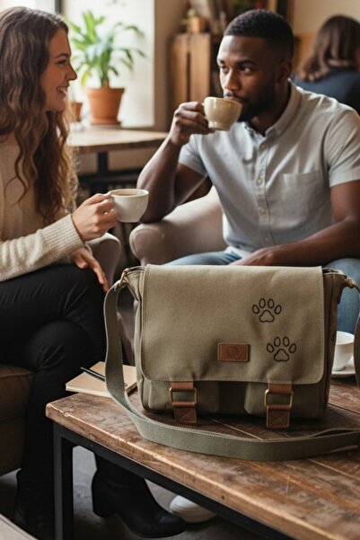 QUB CLUB Khaki Color Waterproof Canvas Laptop Bag - Business School Paperwork...