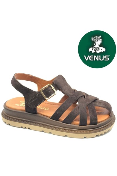 Venüs Tenzret Hakiki Deri Comfort Ortopedik Kadın Sandalet KAHVERENGİ