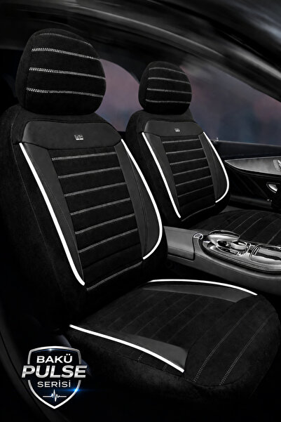 TROBUS Baku Pulse Series Raschel Black and White Seat Cover Compatible with P...