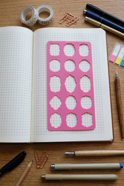 Karmelom Studio Bullet Journal Vintage Title and Pattern Template Ruler – Dra...