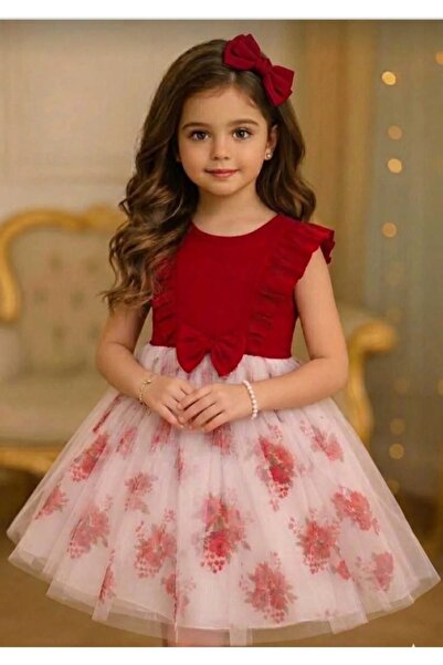 Retro Women Κοριτσίστικο φλοράλ κοντομάνικο κόκκινο φόρεμα για γιορτή αποφοίτ...