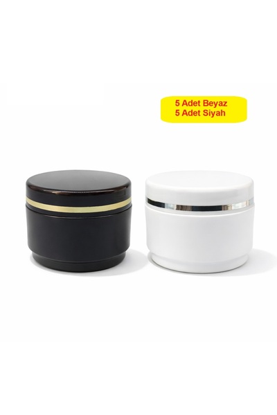 demethome 25 Ml Mini şeritli Boş Pomat-krem-kozmetik Kutusu 5 siyah + 5 beyaz...