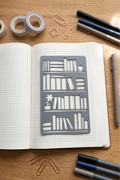 Karmelom Studio Χάρακας με στένσιλ για βιβλιοθήκη Bullet Journal - Λίστα ανάγ...