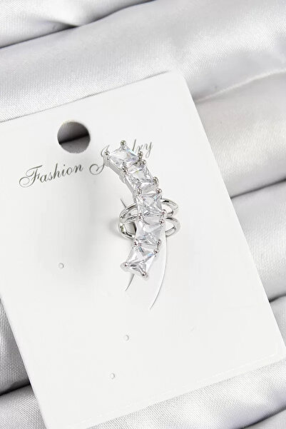 Skygo أقراط من النحاس والزركون موديل فضي اللون من اللحم الوركي الأيمن - TJ-BK...