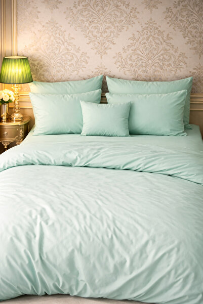 MORE HOME Single Duvet Cover Set with Elastic Sheet Mint Green