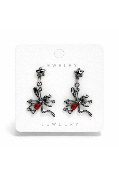 FG KONNİCHİWA Women's Gothic Butterfly Figured Green Stone Detailed Dangle Ea...