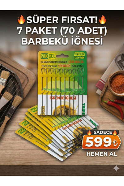 İŞKEMBE İĞNESİ 7 PK 70 ÂDET UCU AÇIK BARBUKE İĞNESİ 8-10 CM ARASI