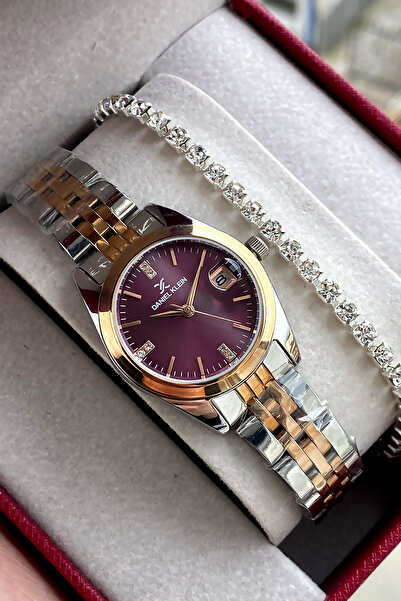 Daniel Klein Çelik Gelin Nişan Kına Saati Kadın Kol Saati Bileklik Hediyeli