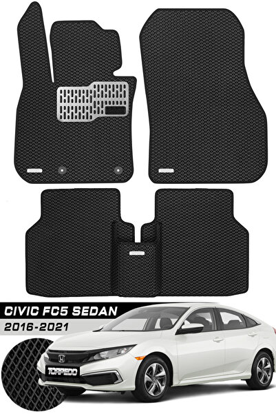 TORPEDO Honda Civic 2017-2022 Arası Uyumlu Hücreli Premium Eva Paspas Seti Ta...