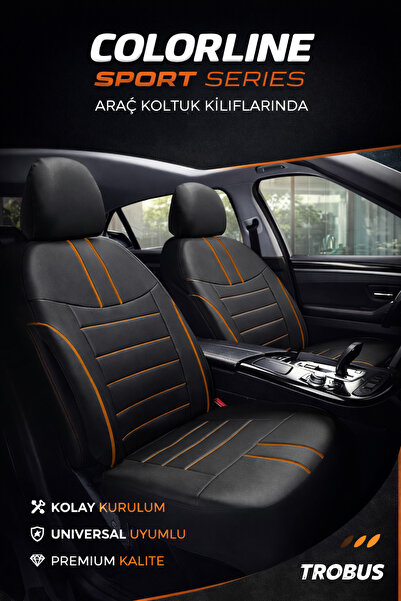 TROBUS غطاء مقعد من الجلد الرياضي كولورلاين باللون الأسود - تان، متوافق مع سي...