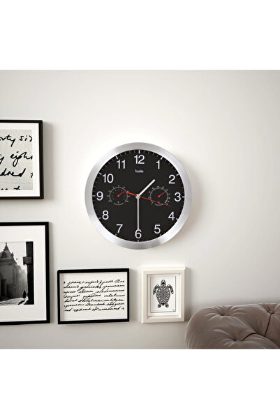 Concept Ceas perete mecanism cuarț, higrometru/termometru, negru, 30 cm