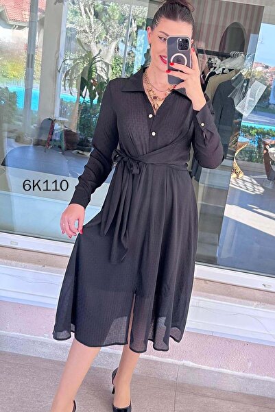 İnce Topuk Φόρεμα ζακάρ σατέν με δέσιμο στο πλάι 6k110