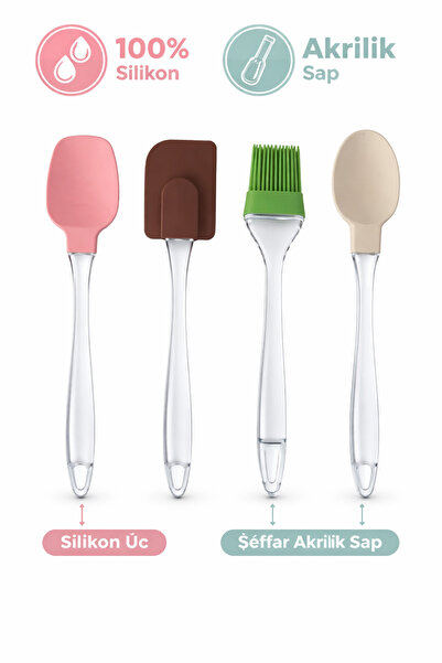 evolis kitchen 4 Adet Isıya Dayanıklı Yanmaz Yapışmaz Renkli Spatula Seti
