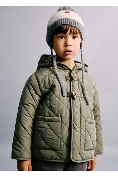 MANGO Baby Kapüşonlu tahta düğmeli anorak