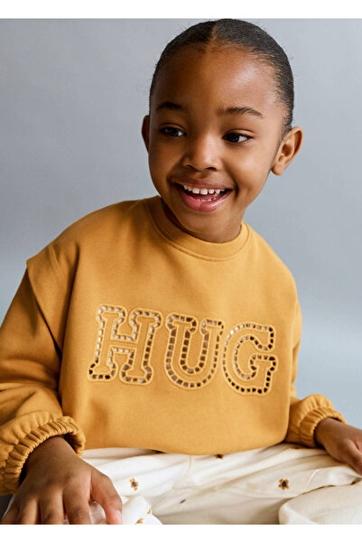 MANGO Baby Metin işlemeli pamuklu sweatshirt