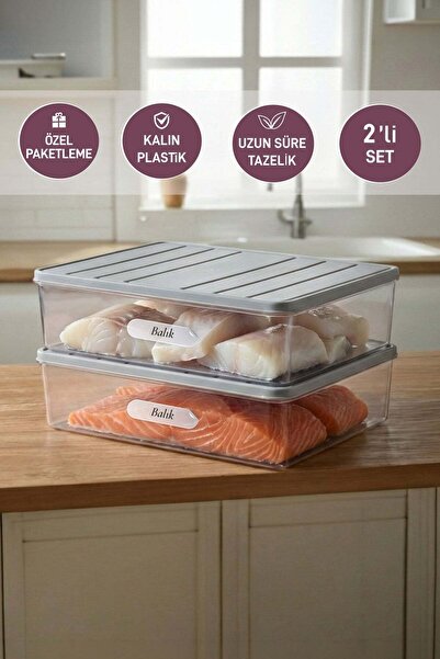 SELKA HOME 2 Adet 4 Lt. Nora Organizer Buzdolabı Buzluk Düzenleyici Saklama Kabı