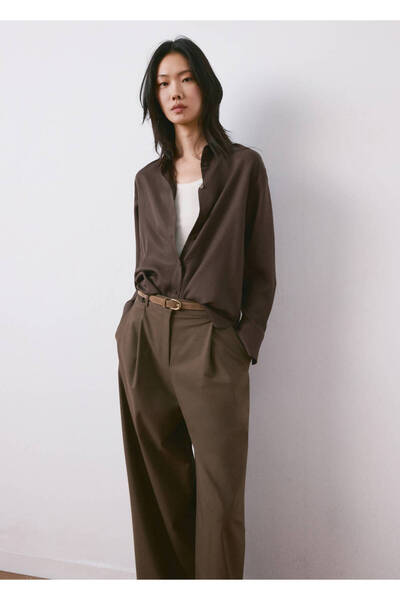 MANGO Woman Lyocell düz kesim gömlek