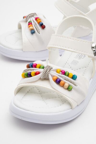 Kid's World Κοριτσίστικα σανδάλια με ελαφριά επίπεδη σόλα με χάντρες