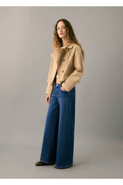 Mango Teen Düşük bel wideleg jean pantolon