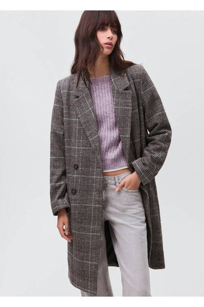 Mango Teen Kareli yün palto