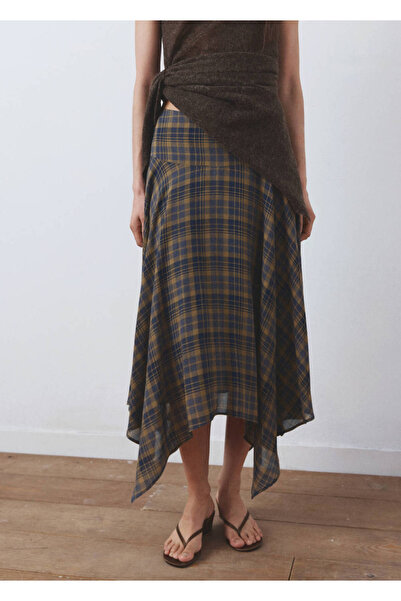 MANGO Woman Damalı asimetrik etek