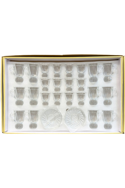 ALQANNAS طقم من 36 قطعة من أكواب الشاي الكريستالية وأكواب القهوة والصحون |   ...