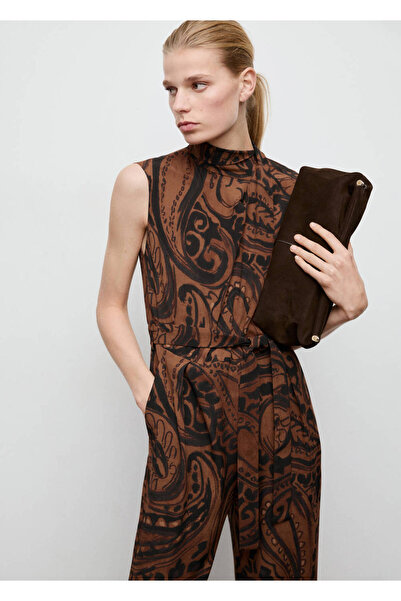 MANGO Woman Şal desenli kemerli tulum