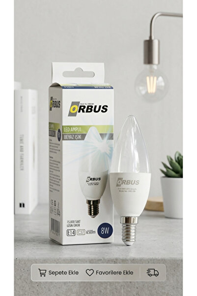 ORBUS 8W E14 C37 Beyaz Işık LED Ampul – Dayanıklı – Kullanışlı – Çok Amaçlı