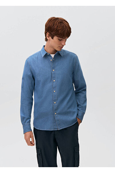 Mango Teen Pamuklu denim gömlek