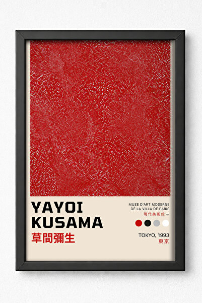 KALİA HOME Yayoi Kusama Soyut Sanat Tablosu, Siyah Ahşap Çerçeveli Poster, Mo...
